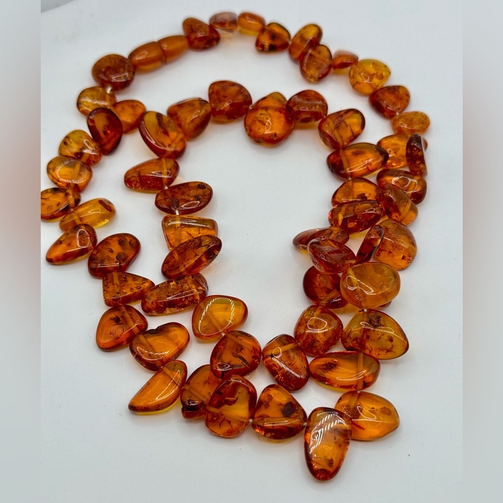 Genuine Baltic Amber Necklace with Amber Screw Clasp 24" Long - Picture 12 of 17